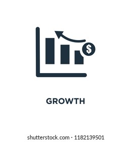 Growth icon. Black filled vector illustration. Growth symbol on white background. Can be used in web and mobile.