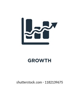 Growth icon. Black filled vector illustration. Growth symbol on white background. Can be used in web and mobile.
