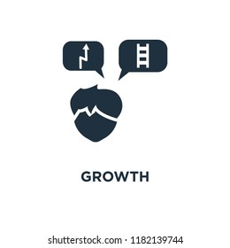 Growth icon. Black filled vector illustration. Growth symbol on white background. Can be used in web and mobile.