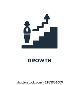 Growth icon. Black filled vector illustration. Growth symbol on white background. Can be used in web and mobile.