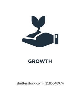 Growth icon. Black filled vector illustration. Growth symbol on white background. Can be used in web and mobile.