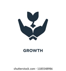 Growth icon. Black filled vector illustration. Growth symbol on white background. Can be used in web and mobile.