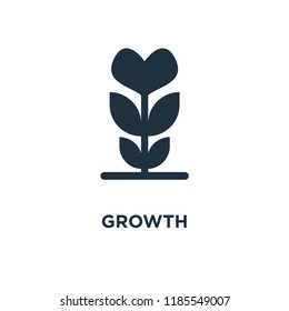 Growth icon. Black filled vector illustration. Growth symbol on white background. Can be used in web and mobile.