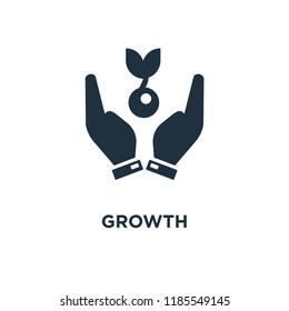 Growth icon. Black filled vector illustration. Growth symbol on white background. Can be used in web and mobile.