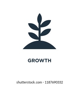 Growth icon. Black filled vector illustration. Growth symbol on white background. Can be used in web and mobile.