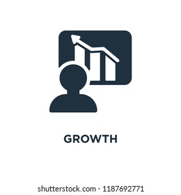 Growth icon. Black filled vector illustration. Growth symbol on white background. Can be used in web and mobile.