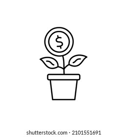 Growth icon  in black line style icon, style isolated on white background
