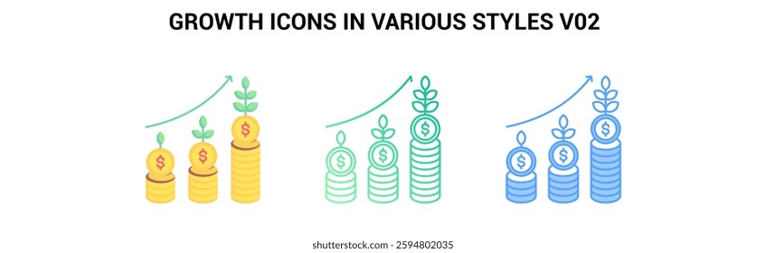 Growth icon Blue, Flat, Gradient style.