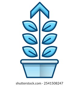 Icono de crecimiento, Ilustración vectorial de gradiente azul