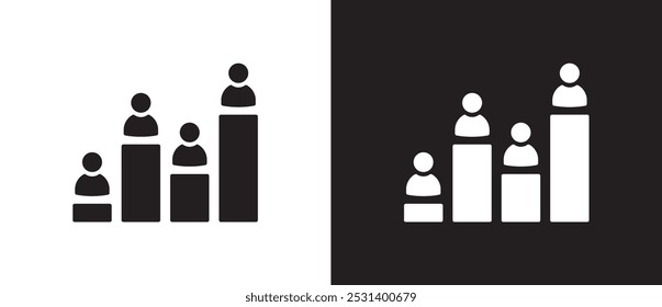Growth icon in business, winning ranking. excellence, business target, teamwork ranking, work improvement, analytics, work target, efficiency, business icon, vector icon black and white background.