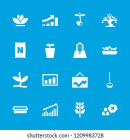 Growth icon. collection of 16 growth filled icons such as pot for plants, plant in pot, flower, sprout, plant, tree, graph. editable growth icons for web and mobile.