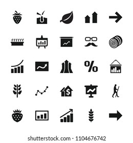 Growth icon. collection of 25 growth filled icons such as hay, arrow up, graph, plant in pot, strawberry, plant, forward, chart. editable growth icons for web and mobile.