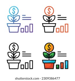 Growth icon design in four variation color