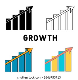 growth icon in different style vector illustration. two colored and black growth vector icons designed in filled, outline, line and stroke style can be used for web, mobile, ui