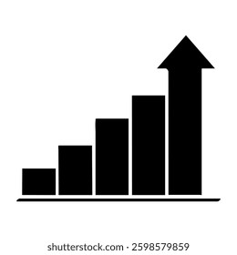 Growth icon in glyph style. Bar chart icon in glyph style