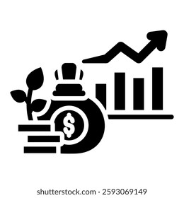 Growth Icon in Glyph Style. Simple Vector Design. Simple Vector Glyph Icon