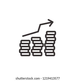 Growth icon, increase vector sign, profit chart, success of business, financial profit, company statistic of growth illustration for graphic designs, websites and mobile apps, creating business report