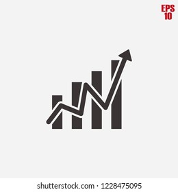 Growth icon, increase vector sign, profit chart, success of business, financial profit, company statistic of growth illustration for graphic designs, websites and mobile apps, creating business report