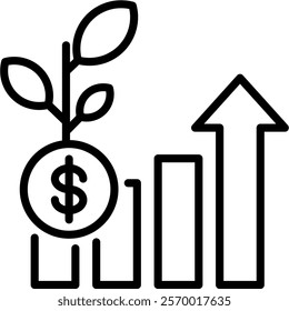 Growth Icon Line Vector Illustration