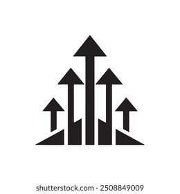 growth icon logo vector, Arrow curve, Direction sign, Three arrows, Competition Icon Stock Vector, black web icon vector illustration.