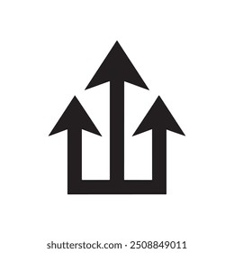 Vector del logotipo del icono del crecimiento, curva de la flecha, señal de la dirección, tres flechas, Vector común del icono de la competencia, Ilustración vectorial negra del icono del Web.