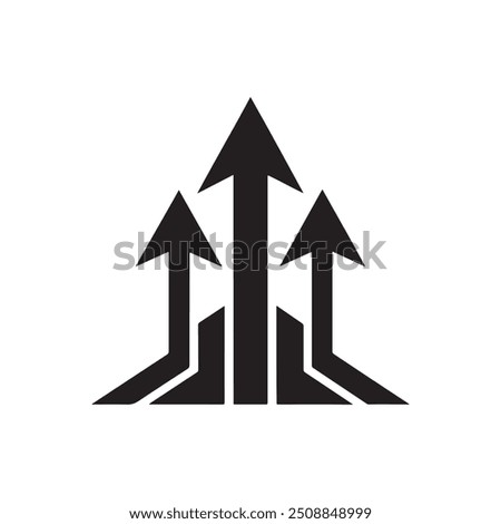 growth icon logo vector, Arrow curve, Direction sign, Three arrows, Competition Icon Stock Vector, black web icon vector illustration.