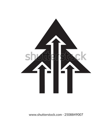 growth icon logo vector, Arrow curve, Direction sign, Three arrows, Competition Icon Stock Vector, black web icon vector illustration.