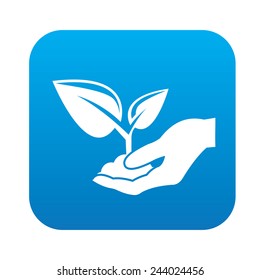 Growth icon on blue button, clean vector