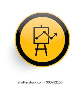 Growth icon on yellow button background,clean vector