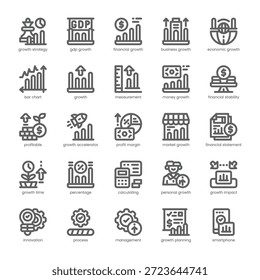 Growth Icon pack for your website, mobile, presentation, and logo design. Growth Icon outline design. Vector graphics illustration and editable stroke.