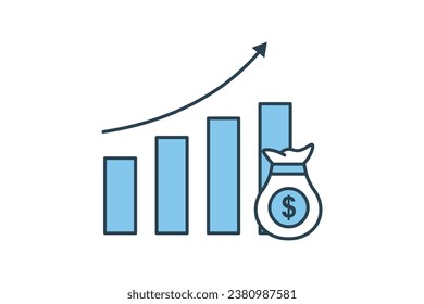 growth icon. icon related to investments and financial concepts. Flat line icon style. Simple vector design editable