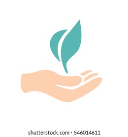 Growth Icon with Seedling and Caring Hand