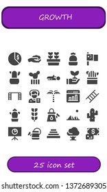 growth icon set. 25 filled growth icons.  