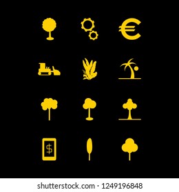 growth icon set about plant, restart, tree and combine harvester vector set