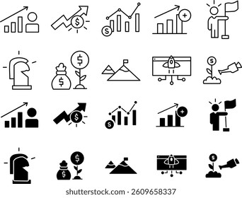 Growth Icon Set – Business Development and Progress Symbols