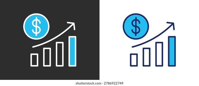 Growth Icon Set, Colored Outline Vector Illustration