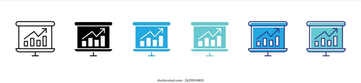 Symbol für Wachstum. mit Analyse, Datenvisualisierung, Performance, Datenüberwachung, Statistiken, dünnen Linien und Farbstil-Icon für Ihre App und Ihr Web. Vektorgrafik