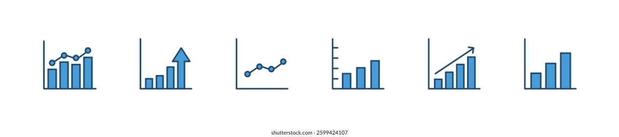 Growth icon set. Containing performance, gain, improvement, grow, chart, increase, development icons. Solid icon collection.