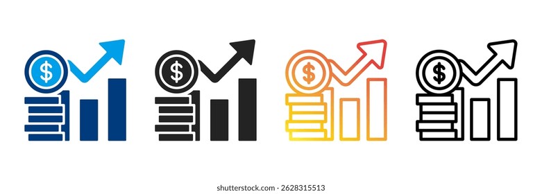 Ícone de Crescimento Definir Coleção de Estilos Diferentes