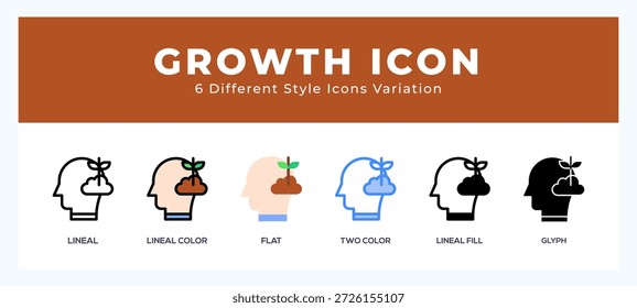 Growth icon set with different styles. Vector illustration.