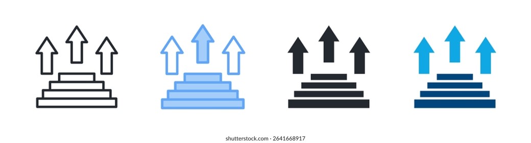 Growth Icon Set Multiple Style. Design In Outline, Blue, Glyph, Dualtone