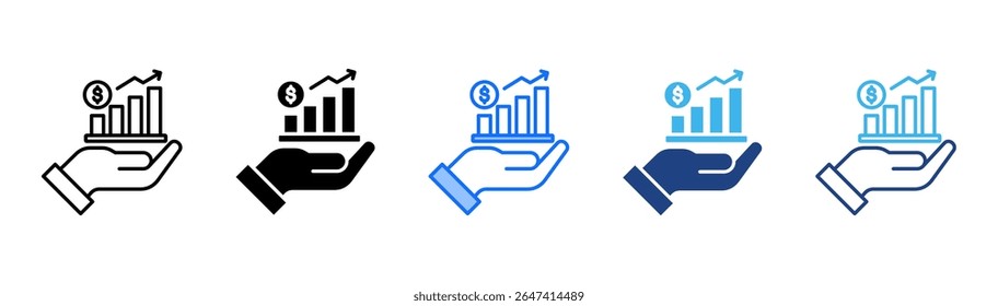 Ícone de crescimento define coleção de vários estilos