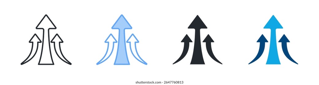 Growth Icon Set Multiple Style. Designed In Outline, Blue, Glyph, Dual Tone