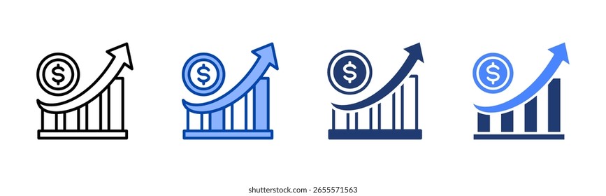Growth icon set multiple style collection