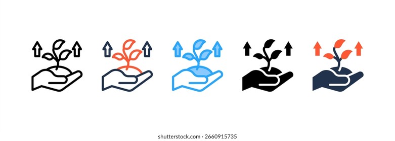 Growth icon set multiple style collection