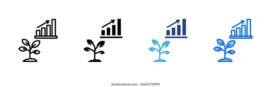 Ícone de crescimento define coleção de vários estilos