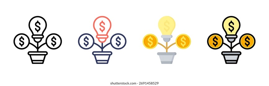 Growth icon set multiple style collection