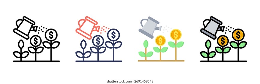 Conjunto de iconos de crecimiento colección de estilos múltiples