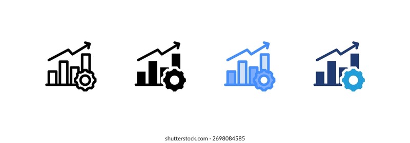 Conjunto de iconos de crecimiento colección de estilos múltiples. Ilustración vectorial.