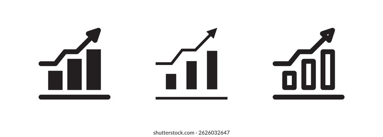 Growth icon set for revenue increase, business development, profit trends, and financial upturn
